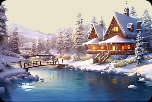 Cozy Winter Retreat Stationery Stationery, Backgrounds