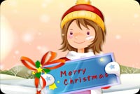 Little Girl Says Merry Christmas Stationery, Backgrounds