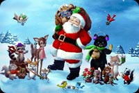 Santa Celebrates Christmas With Friends Stationery, Backgrounds