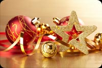 Gold Star And Red Christmas Balls Stationery, Backgrounds