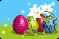 Colorful Easter Eggs And Flowers Stationery, Backgrounds