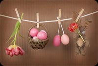 Hanging Brown Basket Eggs, Bunny & Flower Stationery, Backgrounds