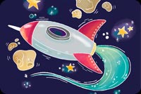Spaceship Cartoon Stationery, Backgrounds