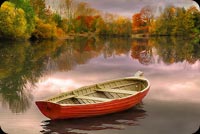 Fall Lake Sunset & Small Boat Stationery, Backgrounds