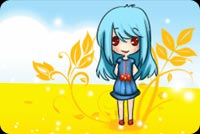 Blue Haired Girl And Autumn Leaves 