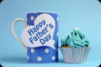 Happy Father's Day Blue Coffee Cup & Cupcake Stationery, Backgrounds