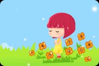 Girl Surrounded With Flowers Stationery, Backgrounds