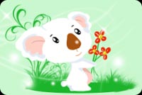 White Koala With 3 Flowers Stationery, Backgrounds