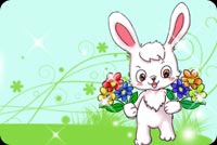 White Bunny With Pretty Flowers Stationery, Backgrounds