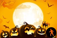 Animated Halloween Moon Pumpkins Cat Spider & Bats Stationery, Backgrounds