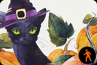 Animated - Cat In Witch Hat Stationery, Backgrounds