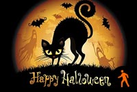 Animated: Black Cat Halloween Night Stationery, Backgrounds