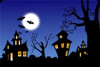 Creepy Halloween Village Stationery, Backgrounds