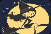 Cute Witch By The Moon & Stars 