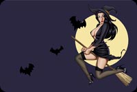 A Witch, Her Broom & Bats Stationery, Backgrounds