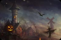 Halloween Castle Pumpkin & Walking Scarecrow Stationery, Backgrounds