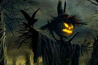 Halloween Night Scarecrow & Trees Stationery, Backgrounds