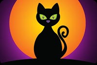 Black Cat Orange Moon Night Stationery, Backgrounds