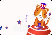 Patriotic Cat Wearing A Hat Stationery, Backgrounds