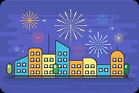 City Fireworks Stationery, Backgrounds