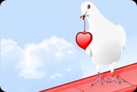 Pigeon Carrying A Red Heart Stationery, Backgrounds