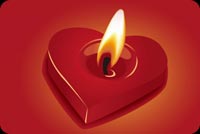Heart Shaped Candle Aflame Stationery, Backgrounds