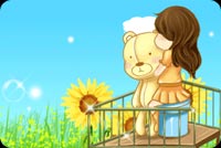 Little Girl With Her Bear Stationery, Backgrounds