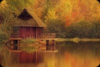 Cabin Retreat In Autumn Stationery, Backgrounds