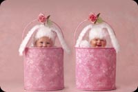 2 Babies In Pink Container Stationery, Backgrounds