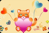 Cat Holding A Heart Stationery, Backgrounds