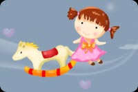 Little Girl Playing Horsey Stationery, Backgrounds