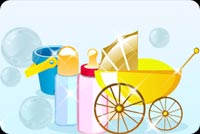 A Stroller And Milk Containers Stationery, Backgrounds