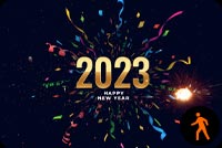 Animated: Colorful Fireworks Happy New Year 2023 Stationery, Backgrounds