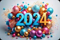 2024 New Year Celebration Stationery: Vivid Colors, Confetti, And Fireworks Stationery, Backgrounds