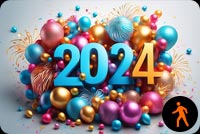 Animated: 2024 New Year Celebration Stationery: Vivid Colors, Confetti, And Fireworks Stationery, Backgrounds
