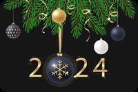 Golden 2024 New Year Frame Stationery: Elegant Space For Your Message Stationery, Backgrounds