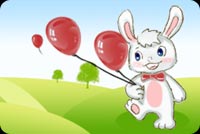 Happy Rabbit Holding Balloons Stationery, Backgrounds