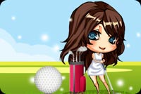 Wide Eyed Girl Playing Golf Stationery, Backgrounds