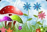 Mushrooms, Flowers Spring Time Stationery, Backgrounds