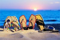 Sunglasses And Sandals. Summer Time Stationery, Backgrounds