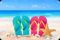 Summer Beach, Slippers, Starfish, & Seashell Stationery, Backgrounds