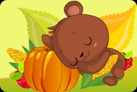 Bear Sleeps On Puumpkin Stationery, Backgrounds