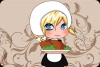 Little Girl Serving Turkey Stationery, Backgrounds