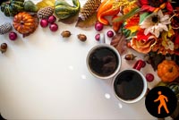 Animated: Thanksgiving Decor With Coffee Cups Stationery, Backgrounds