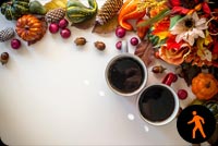 Animated: Thanksgiving Decor With Coffee Cups Stationery, Backgrounds