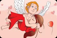 Cupid And Girl Flies Away Stationery, Backgrounds
