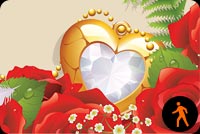 Animated Valentine Rose Frame Golden Heart Stationery, Backgrounds