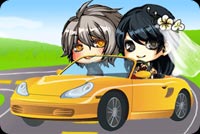 Married Couple Driving Off Stationery, Backgrounds