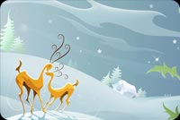 Reindeers Play At Winter Stationery, Backgrounds