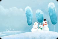 3 Snowmen At Winter Stationery, Backgrounds